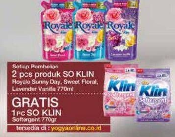 Promo Harga So Klin Royale Parfum Collection Lavender Vanilla, Sunny Day, Sweet Floral 800 ml - Yogya