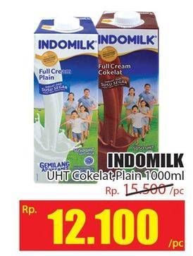 Promo Harga Indomilk Susu UHT Full Cream Plain, Cokelat 1000 ml - Hari Hari