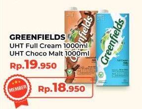 Promo Harga Greenfields UHT Full Cream, Choco Malt 1000 ml - Yogya
