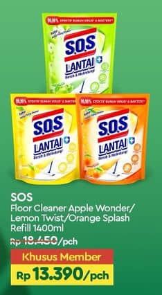 Promo Harga SOS Pembersih Lantai Apple, Lemon Twist, Orange 1400 ml - TIP TOP