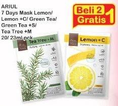 Promo Harga ARIUL Face Mask Lemon, Lemon + C, Green Tea, Green Tea + S, Tea Tree + M 20 gr - Indomaret
