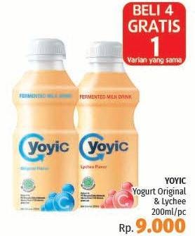 Promo Harga YOYIC Probiotic Fermented Milk Drink Original, Lychee 200 ml - LotteMart