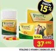 Promo Harga Vitalong C Vitamin C 500mg 30 pcs - Superindo