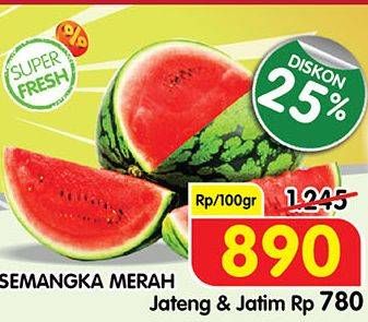 Promo Harga Semangka Merah per 100 gr - Superindo