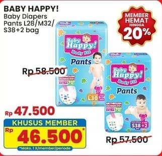 Promo Harga Baby Happy Body Fit Pants S38+2 40 pcs - Indomaret