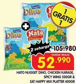 HATO Nugget Dino, Chicken Karage, Spicy Wing/ EAT HAPPY Mix Plater