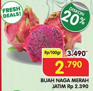 Promo Harga Buah Naga Merah per 100 gr - Superindo