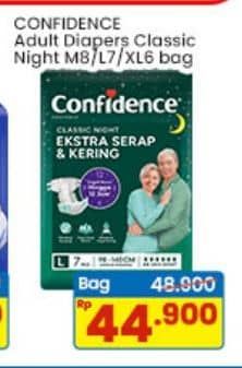 Promo Harga Confidence Adult Diapers Classic Night M8, L7, XL6 6 pcs - Indomaret