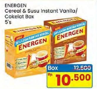 Promo Harga Energen Cereal Instant Vanilla, Chocolate per 5 pcs 30 gr - Indomaret
