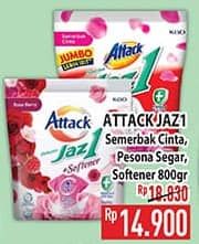 Promo Harga Attack Jaz1 Detergent Powder Semerbak Cinta, Pesona Segar, +Softener Rose Berry 800 gr - Hypermart