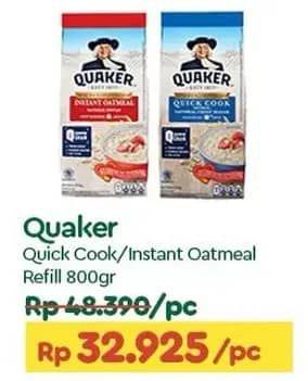 Promo Harga Quaker Oatmeal Instant, Quick Cooking 800 gr - TIP TOP