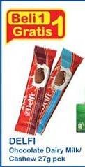 Promo Harga DELFI Chocolate Dairy Milk, Cashew 27 gr - Indomaret