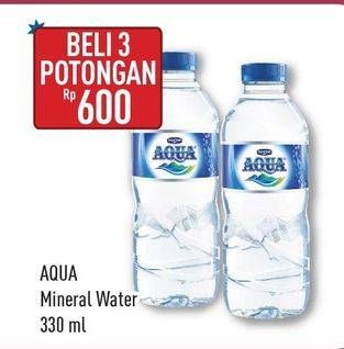 Promo Harga AQUA Air Mineral per 3 botol 330 ml - Hypermart