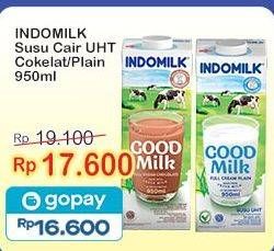 Promo Harga Indomilk Susu UHT Cokelat, Full Cream Plain 950 ml - Indomaret