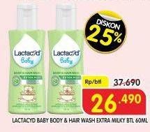 Promo Harga Lactacyd Baby Body & Hair Wash Ekstra Milky 60 ml - Superindo