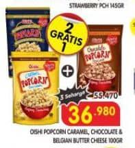 Oishi Popcorn 100 gr Diskon 33%, Harga Promo Rp36.980, Harga Normal Rp55.470, Beli 2 Gratis 1