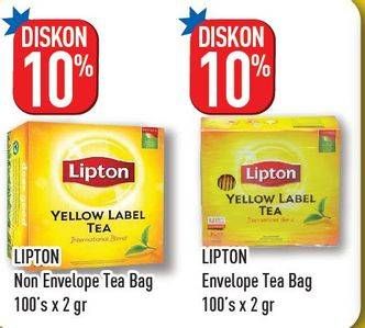 Promo Harga Lipton Yellow Label Tea Non Envelope per 100 pcs 2 gr - Hypermart