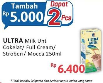 Promo Harga Ultra Milk Susu UHT Coklat, Full Cream, Stroberi, Moka 250 ml - Alfamidi