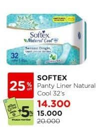 Promo Harga Softex Pantyliner Natural Cool+ Super Slim 32 pcs - Watsons