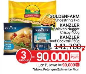 Promo Harga Kanzler Cocktail + Kanzler Chicken Nugget + Golden Farm French Fries  - LotteMart