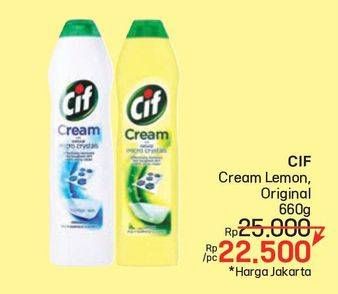 Promo Harga CIF Cream Pembersih Serbaguna Lemon, White 660 gr - LotteMart