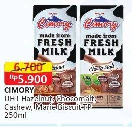 Promo Harga CIMORY Fresh Milk Cashew, Chocolate, Hazelnut, Marie Biscuit 250 ml - Alfamart