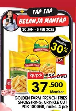 Promo Harga Golden Farm French Fries Shoestring, Crinkle 1000 gr - Superindo