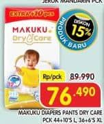 Promo Harga Makuku Dry & Care Celana L44, XL36 36 pcs - Superindo