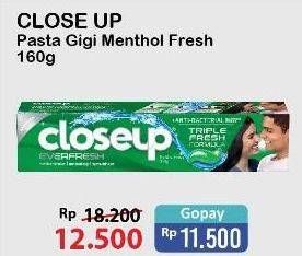 Promo Harga CLOSE UP Pasta Gigi Everfresh Menthol Fresh 160 gr - Alfamart
