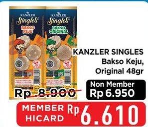 Promo Harga Kanzler Singles Bakso Keju, Original 48 gr - Hypermart