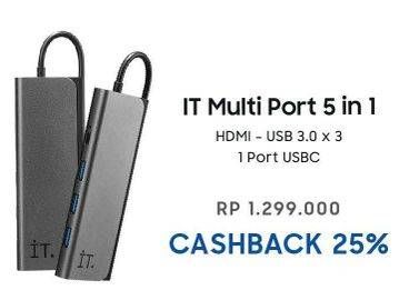 Promo Harga IT. Multi Port 5 in 1 Hub with USB-C cable  - Erafone