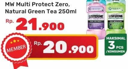 Promo Harga Listerine Mouthwash Antiseptic Multi Protect Zero, Natural Green Tea 250 ml - Yogya