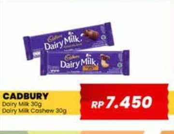 Promo Harga Cadbury Dairy Milk Original, Cashew Nut 30 gr - Yogya