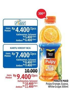 Promo Harga MINUTE MAID Juice Pulpy Pulpy Orange, Guava, White Grape With Nata De Coco Bits per 2 botol 300 ml - Alfamidi