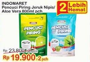 Promo Harga INDOMARET Pencuci Piring Jeruk Nipis, Aloe Vera per 2 pouch 800 ml - Indomaret