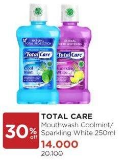 Promo Harga Total Care Mouthwash Cool Mint, Sparkling White 250 ml - Watsons