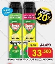 Baygon Max Obat Nyamuk Aerosol  500 ml Diskon 24%, Harga Promo Rp33.500, Harga Normal Rp44.490