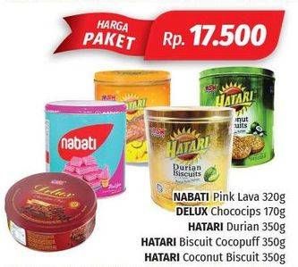 Promo Harga Nabati Pink Lava / Delux Chocochips/ Hatari Durian / Hatari Biscuit Cocopuff / Hatari Coconat Biscuit  - Lotte Grosir