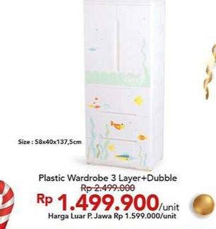 Promo Harga Plastic Wardrobe 3 Layer  - Carrefour