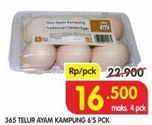 Promo Harga 365 Telur Ayam Kampung 6 pcs - Superindo