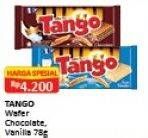 Promo Harga TANGO Wafer Chocolate, Vanilla Milk 78 gr - Alfamart