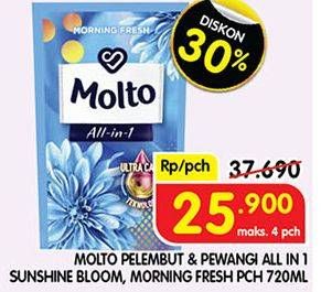 Promo Harga Molto All in 1 Pink Sunshine Bloom, Blue Morning Fresh 720 ml - Superindo
