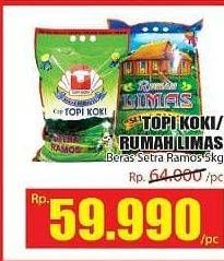 Promo Harga TOPI KOKI/RUMAH LIMAS Beras Setra Ramos 5 kg  - Hari Hari