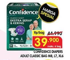 Promo Harga Confidence Adult Classic Night Ekstra Serap & Kering M8, L7, XL6 6 pcs - Superindo