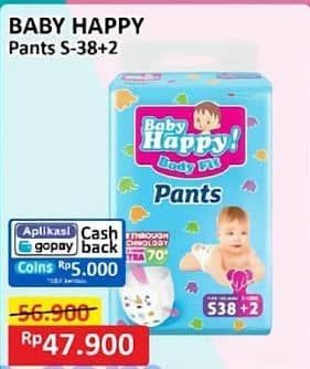 Promo Harga Baby Happy Body Fit Pants S38+2 40 pcs - Alfamart