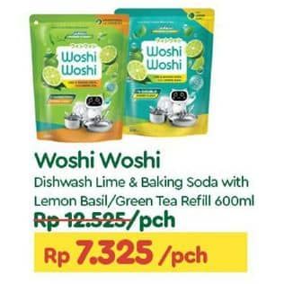 Promo Harga Woshi Woshi Dishwash  Green Tea, Lime Lemon Basil 600 ml - TIP TOP