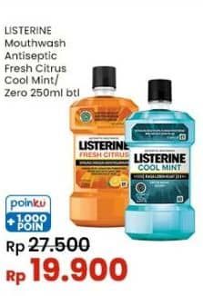 Promo Harga Listerine Mouthwash Antiseptic Fresh Citrus, Cool Mint, Zero 250 ml - Indomaret