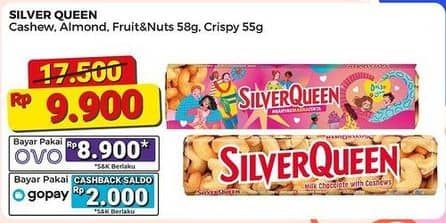 Promo Harga Silver Queen Chocolate Crispy, Cashew, Almonds, Fruit Nuts 55 gr - Alfamart