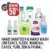 Promo Harga INSTANCE / SLEEK / CAREX / YURI / ZEN / PRIMA Hand Sanitize & Hand Wash  - Hypermart