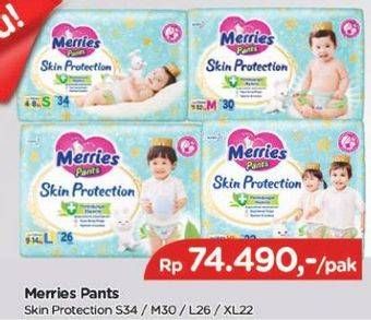 Promo Harga Merries Pants Skin Protection L26, M30, S34, XL22 22 pcs - TIP TOP
